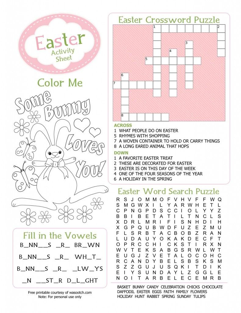 Easter Kids Activity Sheet Free Printable From Wasootch 791X1024 - Printable Bunny Puzzle