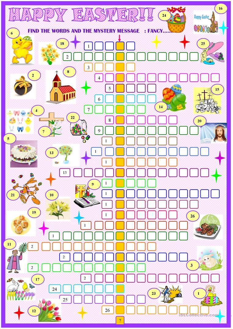 Easter:crossword Puzzle With Key Worksheet - Free Esl Printable - Printable Easter Puzzle