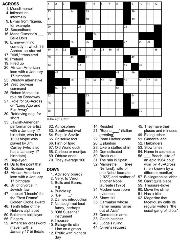 free daily celebrity crosswords