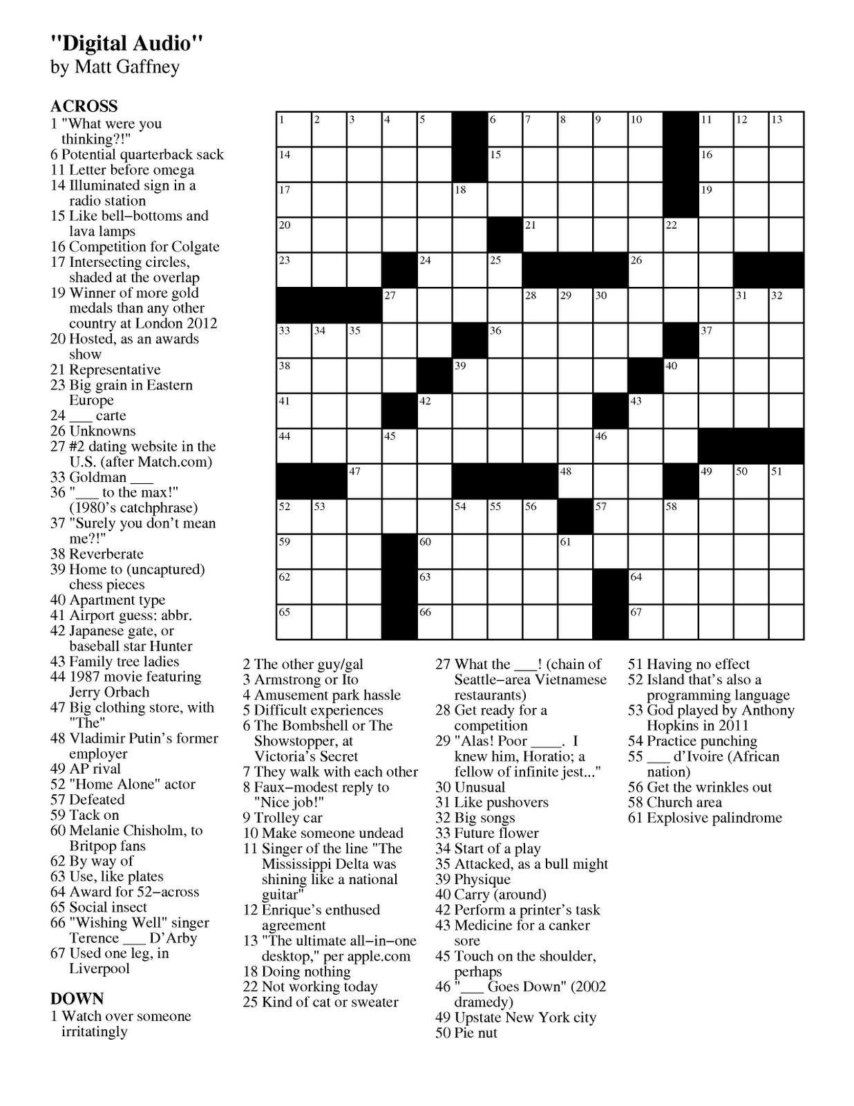 Easy Celebrity Crossword Puzzles Printable - Printable Daily Crossword 2018