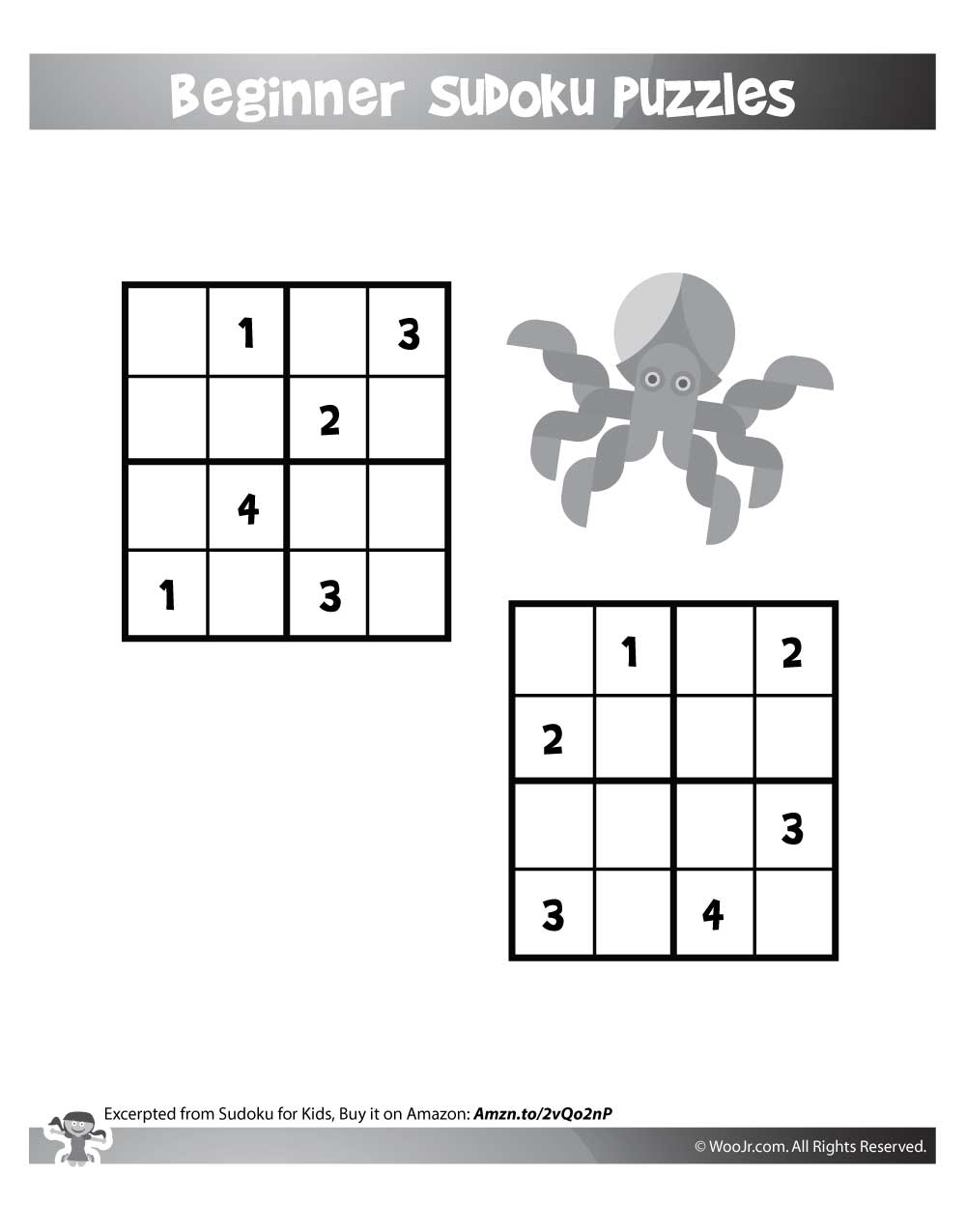Easy Level 4X4 Sudoku For Kids | Woo! Jr. Kids Activities - Printable Sudoku Puzzles 4X4