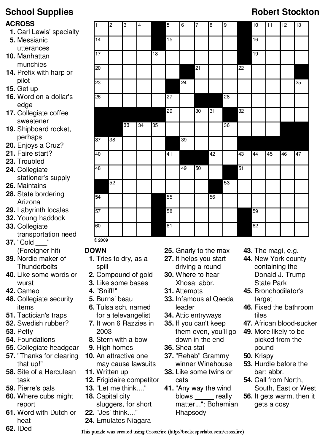 free daily print crossword