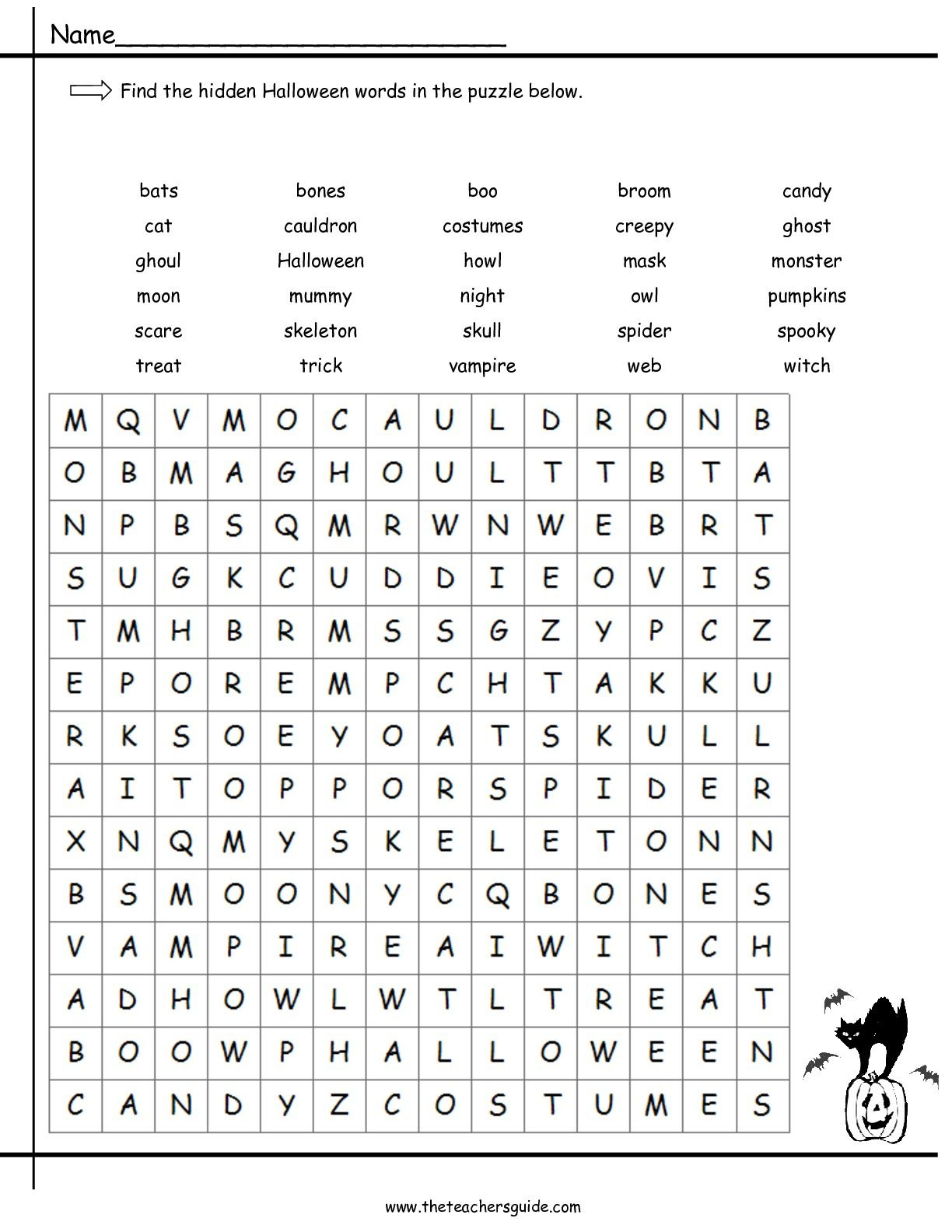 Elementary A1 Elementary School Writing Wo . Hidden Picture - Printable Halloween Puzzles For Middle School
