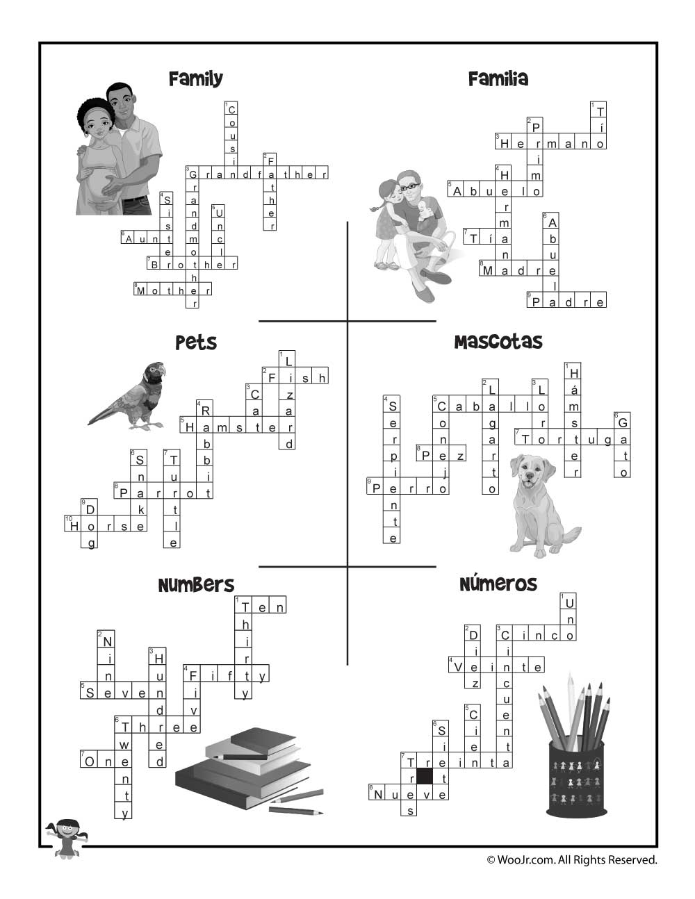Esl Worksheet Crossword Puzzle Answers | Woo! Jr. Kids Activities - Printable Crossword Puzzles Spanish
