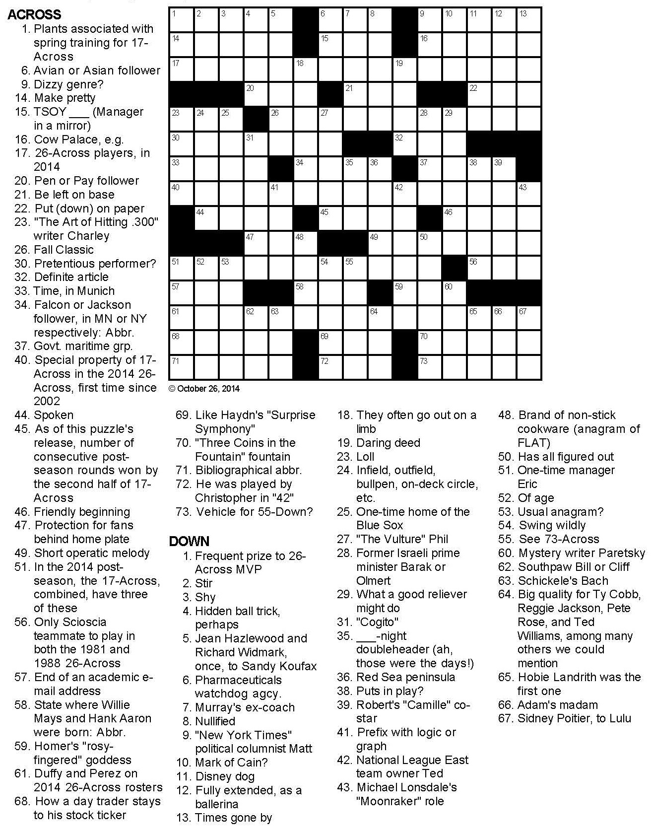 Printable Sports Crossword Puzzles Free