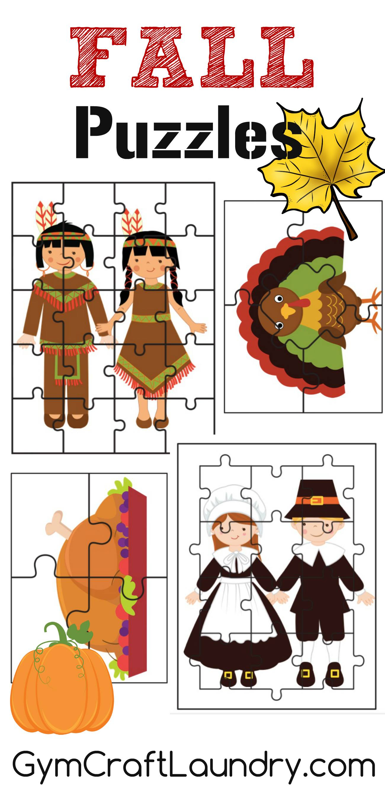 Fall And Thanksgiving Puzzle Activities Printables - Gym Craft Laundry - Printable Puzzles For Preschoolers