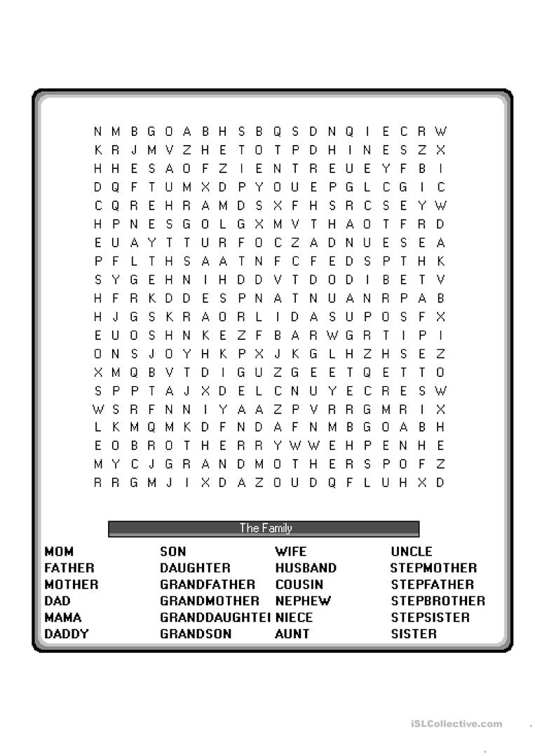 Family Crossword Puzzle Worksheet - Free Esl Printable Worksheets - Vocabulary Crossword Puzzle Printable