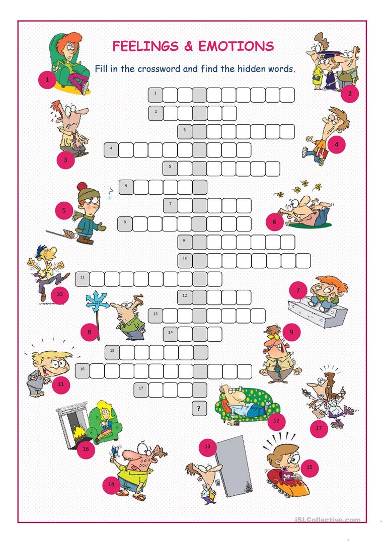 Feelings&amp;amp;emotions Crossword Puzzle Worksheet - Free Esl Printable - Printable Feelings Puzzle