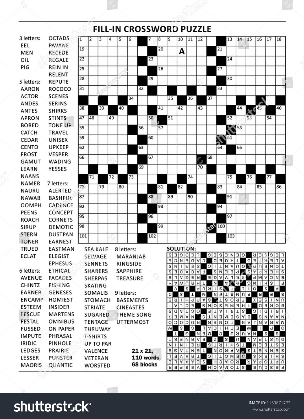 Fill In The Blanks Crossword Puzzle With American Style Grid Of - Printable Blank Crossword Puzzle Grid