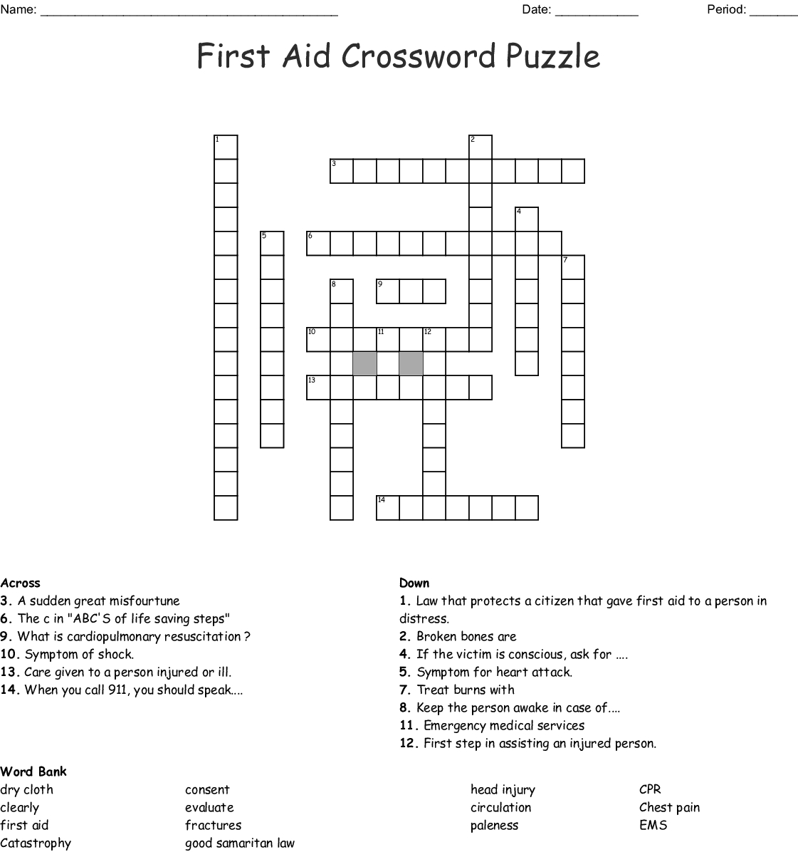 First Aid Crossword Puzzle Crossword - Wordmint - Printable Crossword Puzzle First Aid