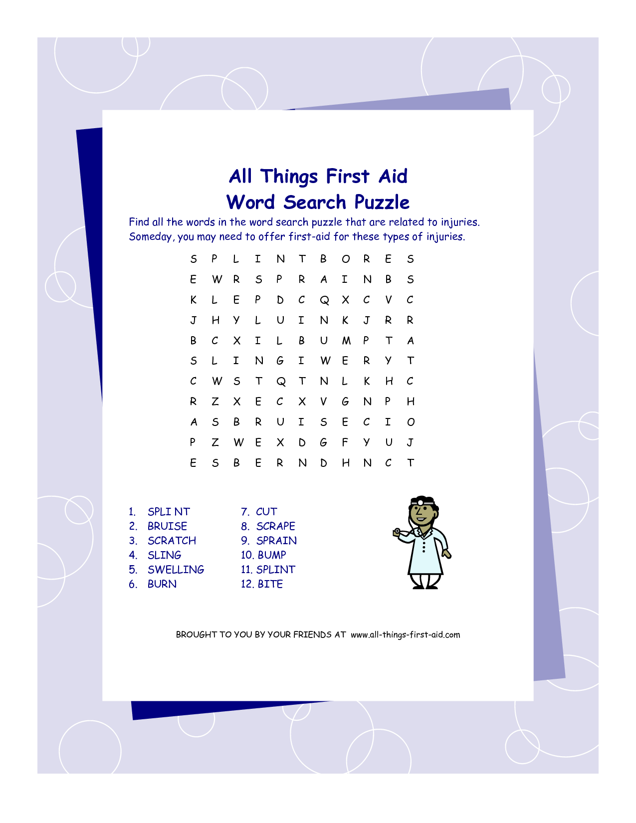 First Aid Word Search Puzzle | Printables | First Aid, Word Search - Printable Crossword Puzzle First Aid