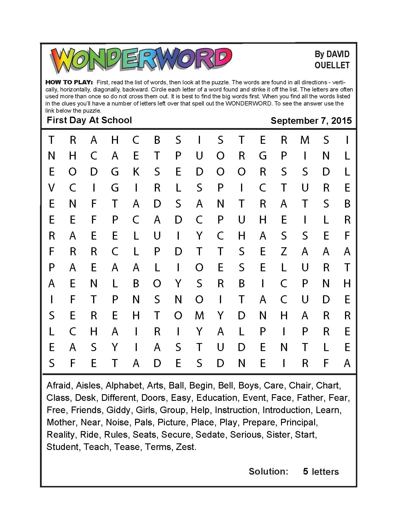 words of wonders crossword