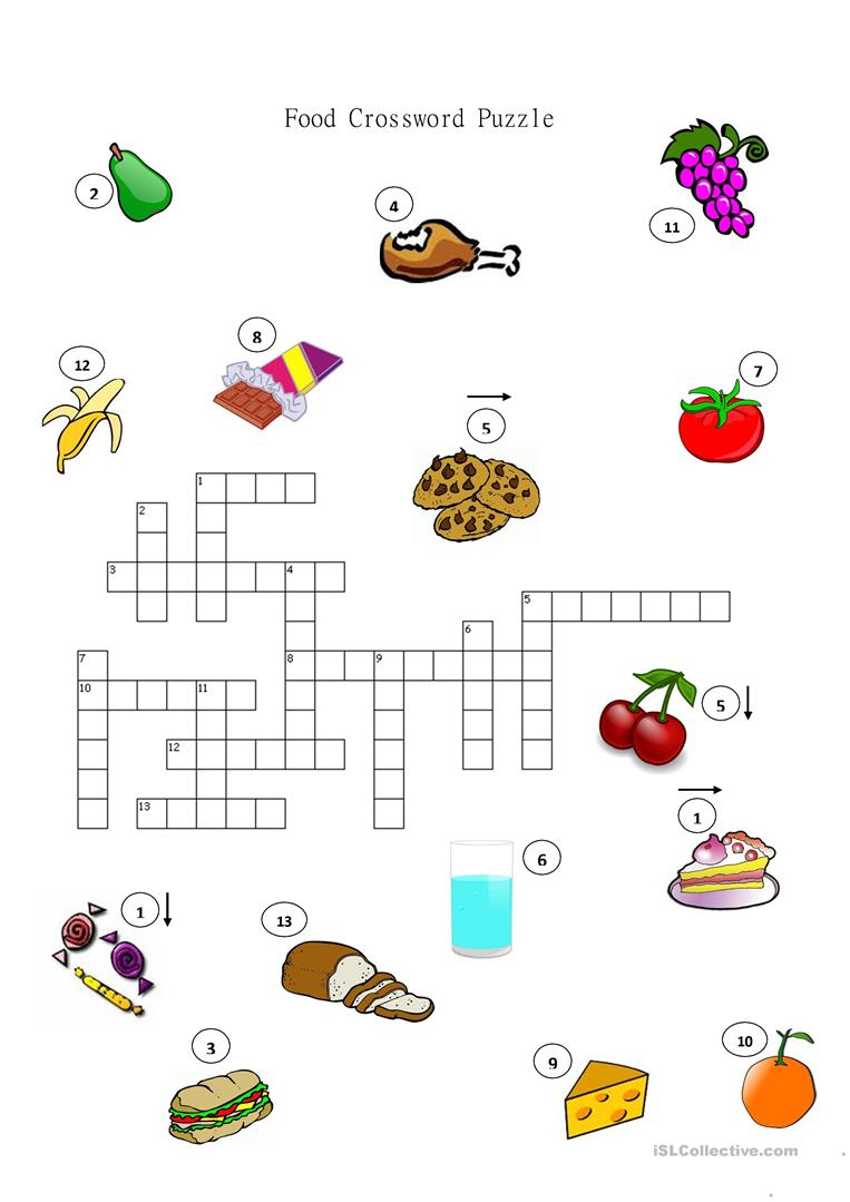 Food Crossword Puzzle Worksheet - Free Esl Printable Worksheets Made - Printable Esl Crossword Puzzles