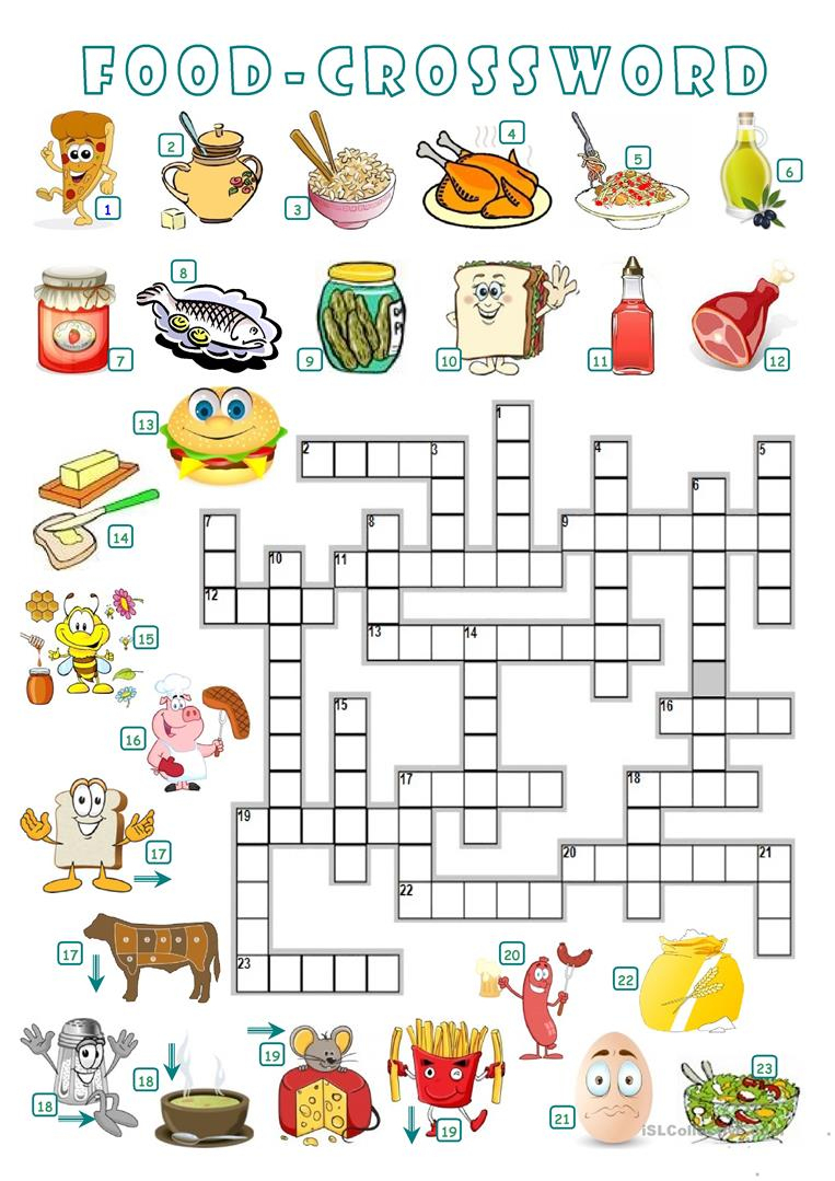 Food And Drink Crossword Esl Worksheetalyona C Printable Crossword 