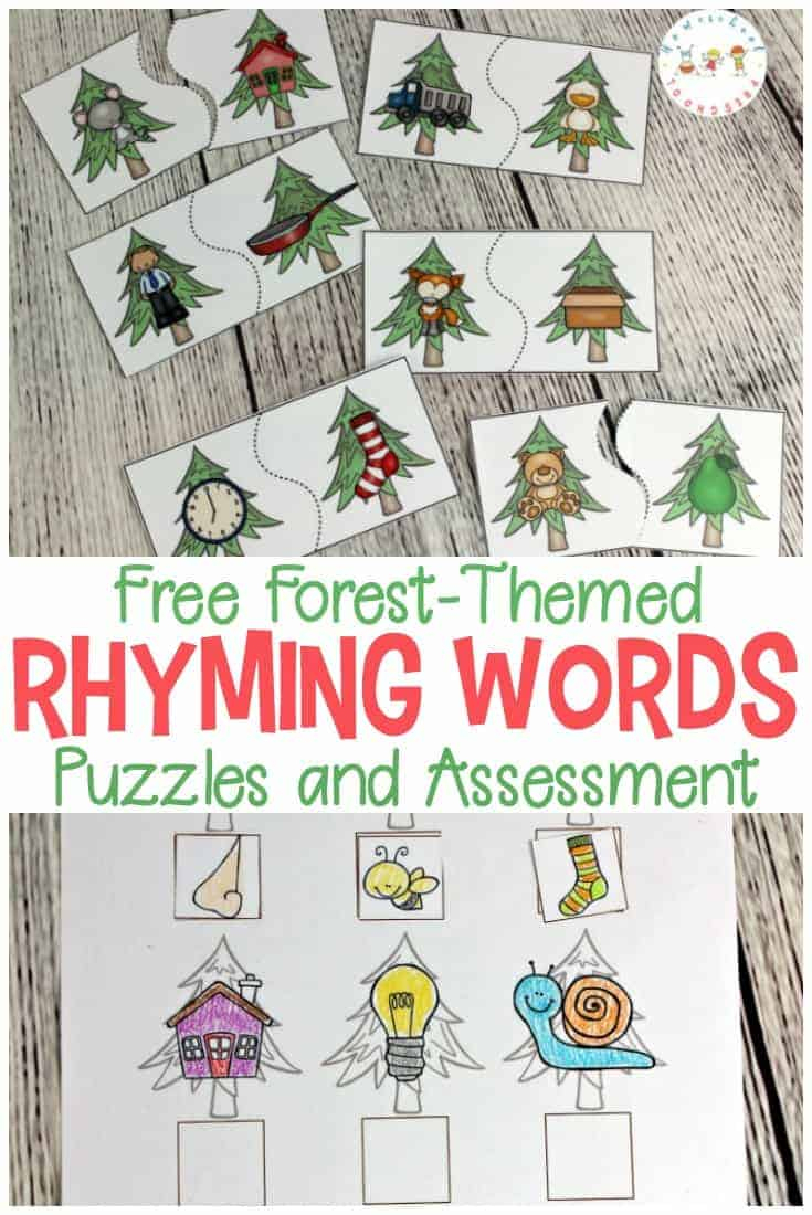 Forest-Themed Printable Rhyming Puzzles For Kids - Printable Rhyming Puzzles