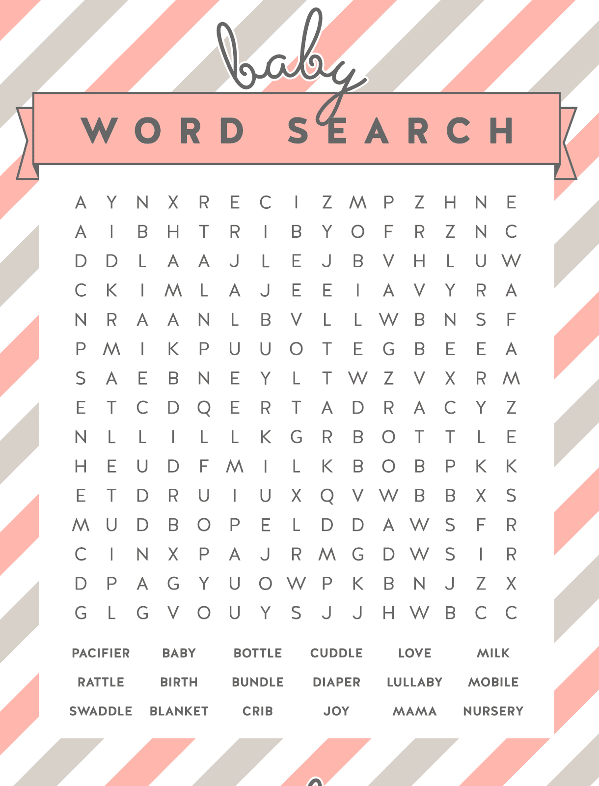 Free Baby Shower Word Search Puzzles - Printable Birthday Puzzles