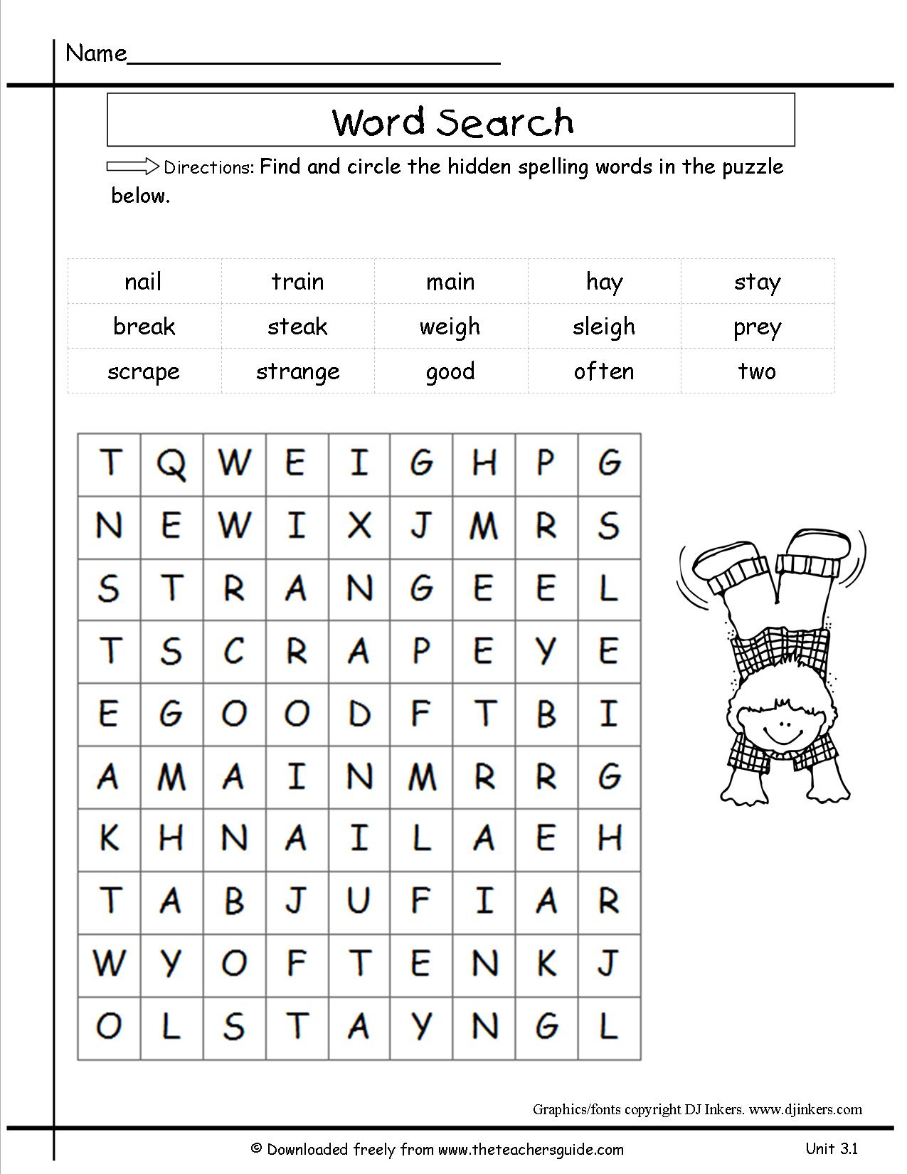 Free Back To School Worksheets And Printouts - 2Nd Grade Word Search - Printable Crossword Puzzles For 2Nd Graders