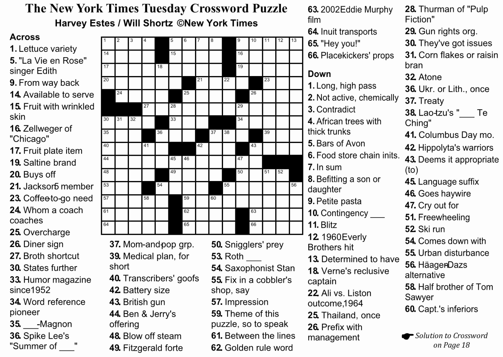 Free Crossword Puzzles Printable Or New York Times Crossword Puzzle - Free Printable Crossword Puzzle Maker With Answer Key