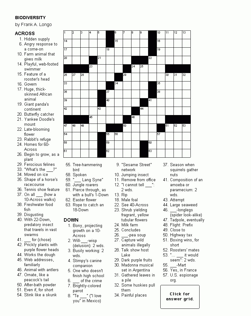 Free Daily Online Printable Crossword Puzzles | Free Printables - Free Printable Crossword Puzzles For Adults