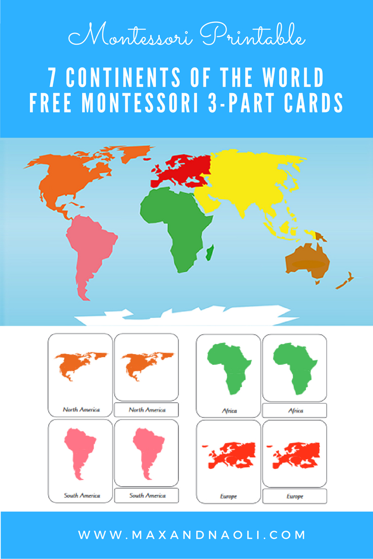 Free-Montessori-Printable-7-Continents-Of-The-World-3-Part - 7 Continents Printable Puzzle