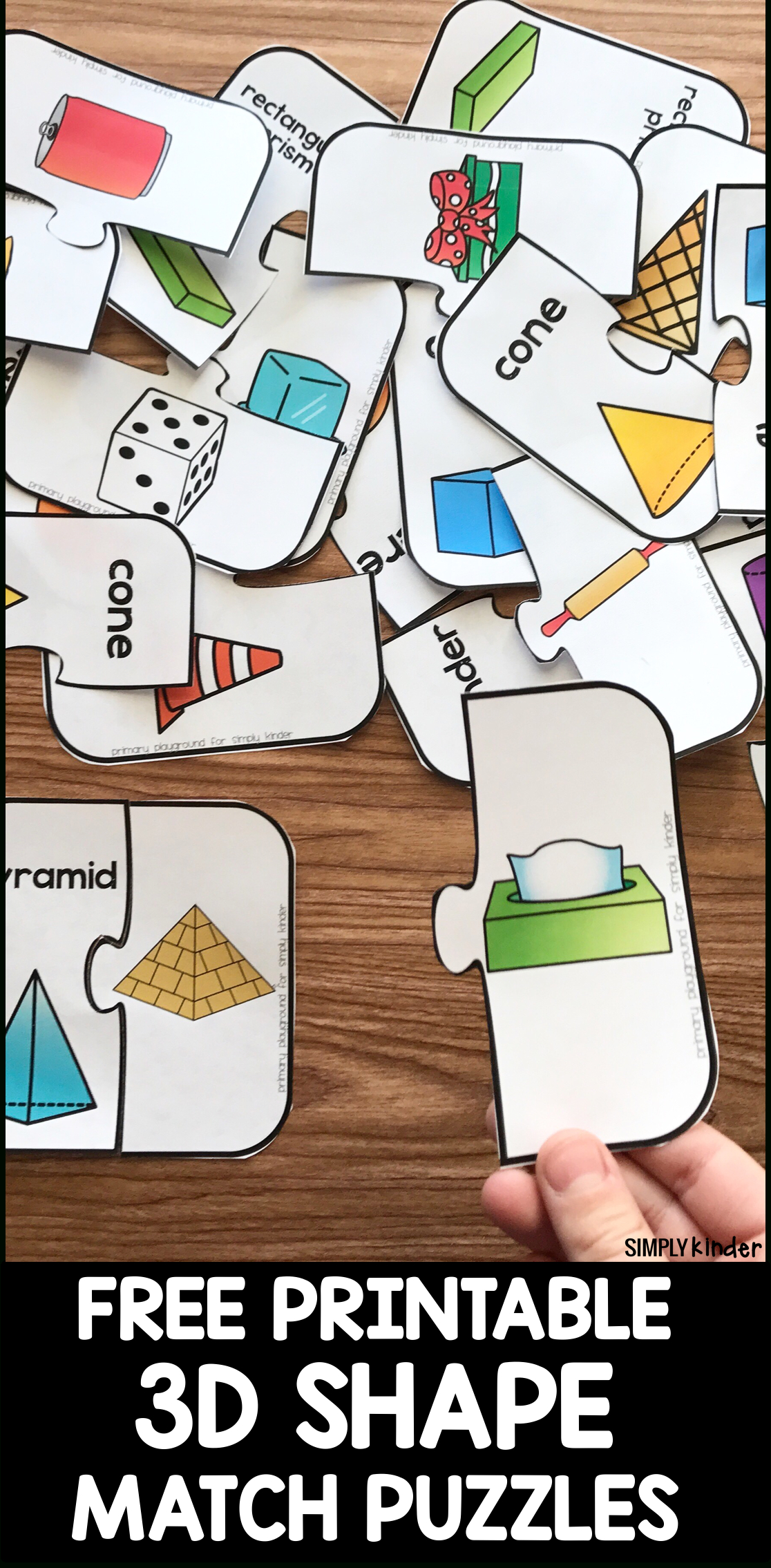 Free Printable 3D Shape Puzzles - Simply Kinder - Printable 3D Puzzle