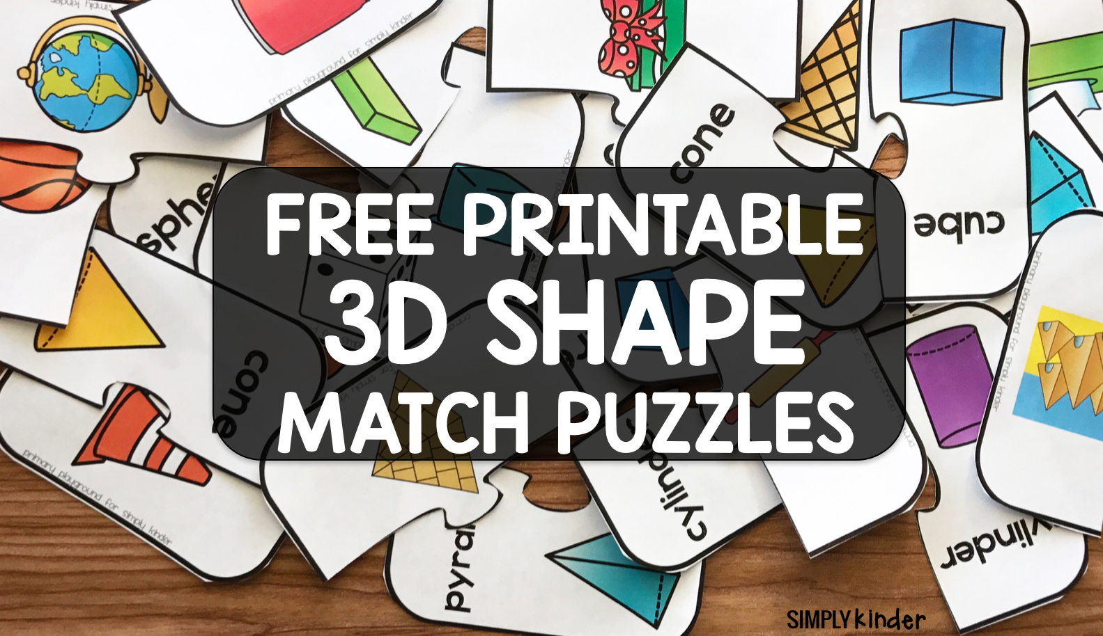 Free Printable 3D Shape Puzzles - Simply Kinder - Printable 3D Puzzle