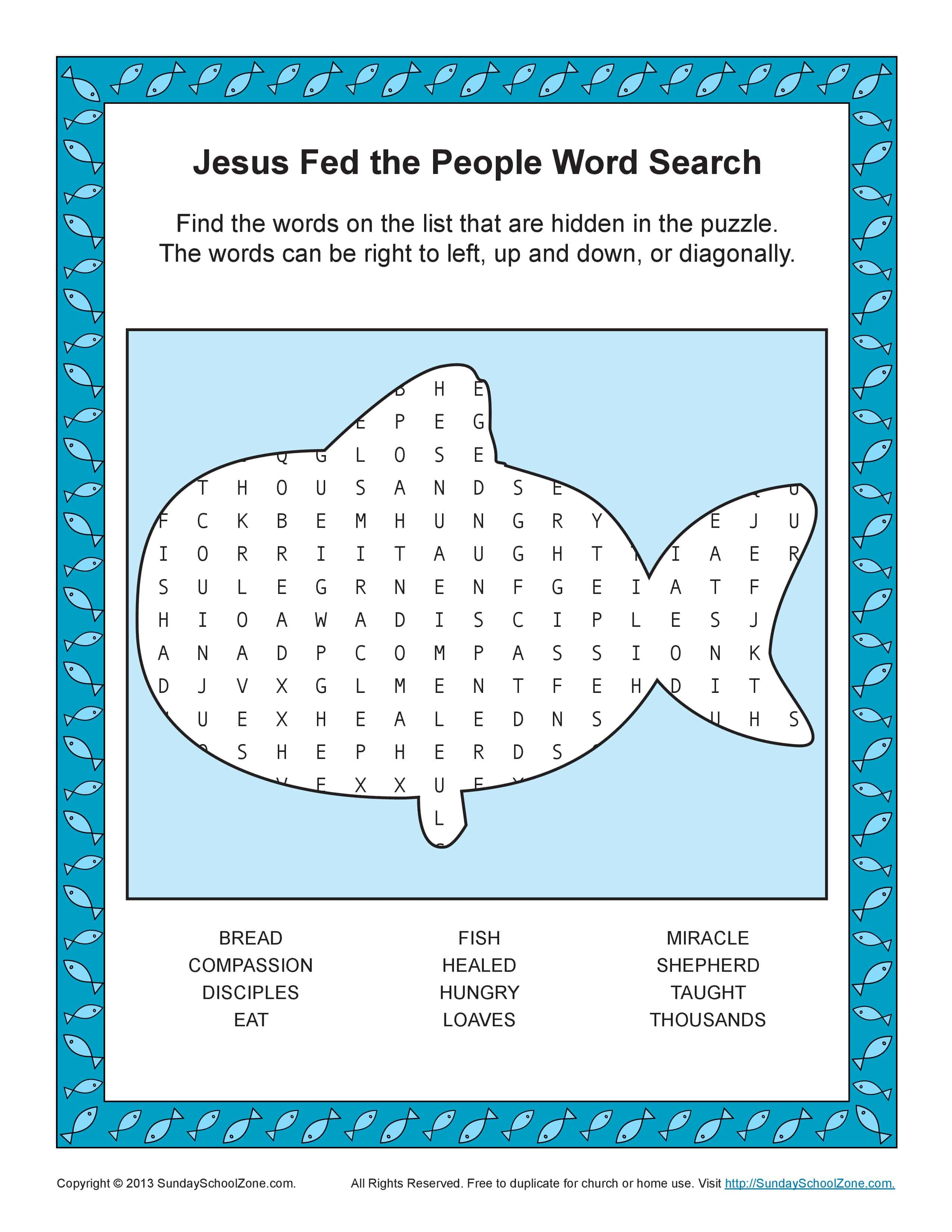 Free, Printable Bible Word Search Activities On Sunday School Zone - Free Printable Sunday School Crossword Puzzles