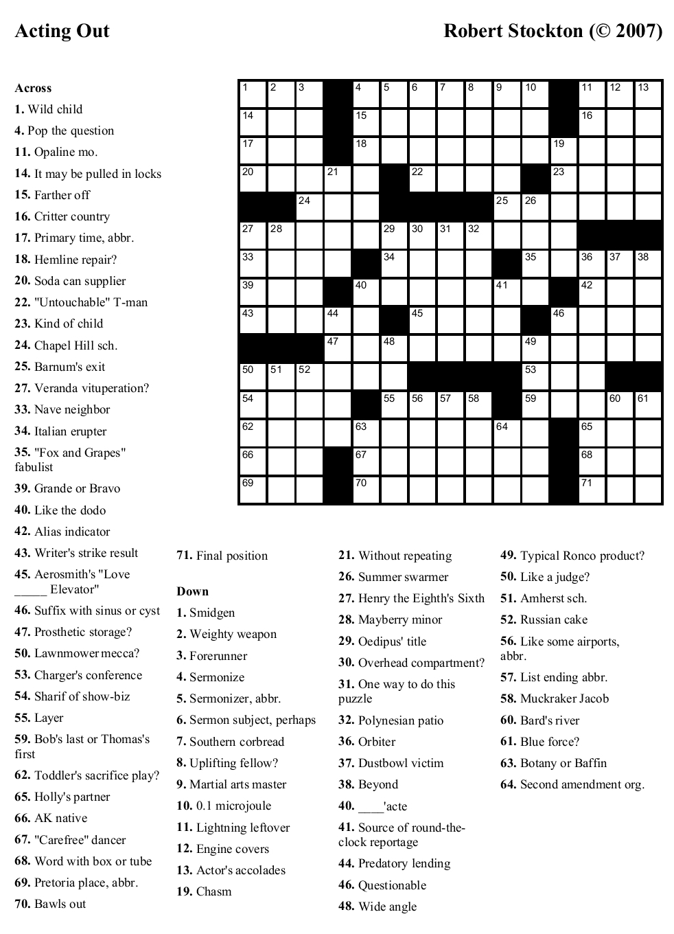 Free Printable Cards: Free Printable Crossword Puzzles | Free - Free - 7 Printable Crosswords