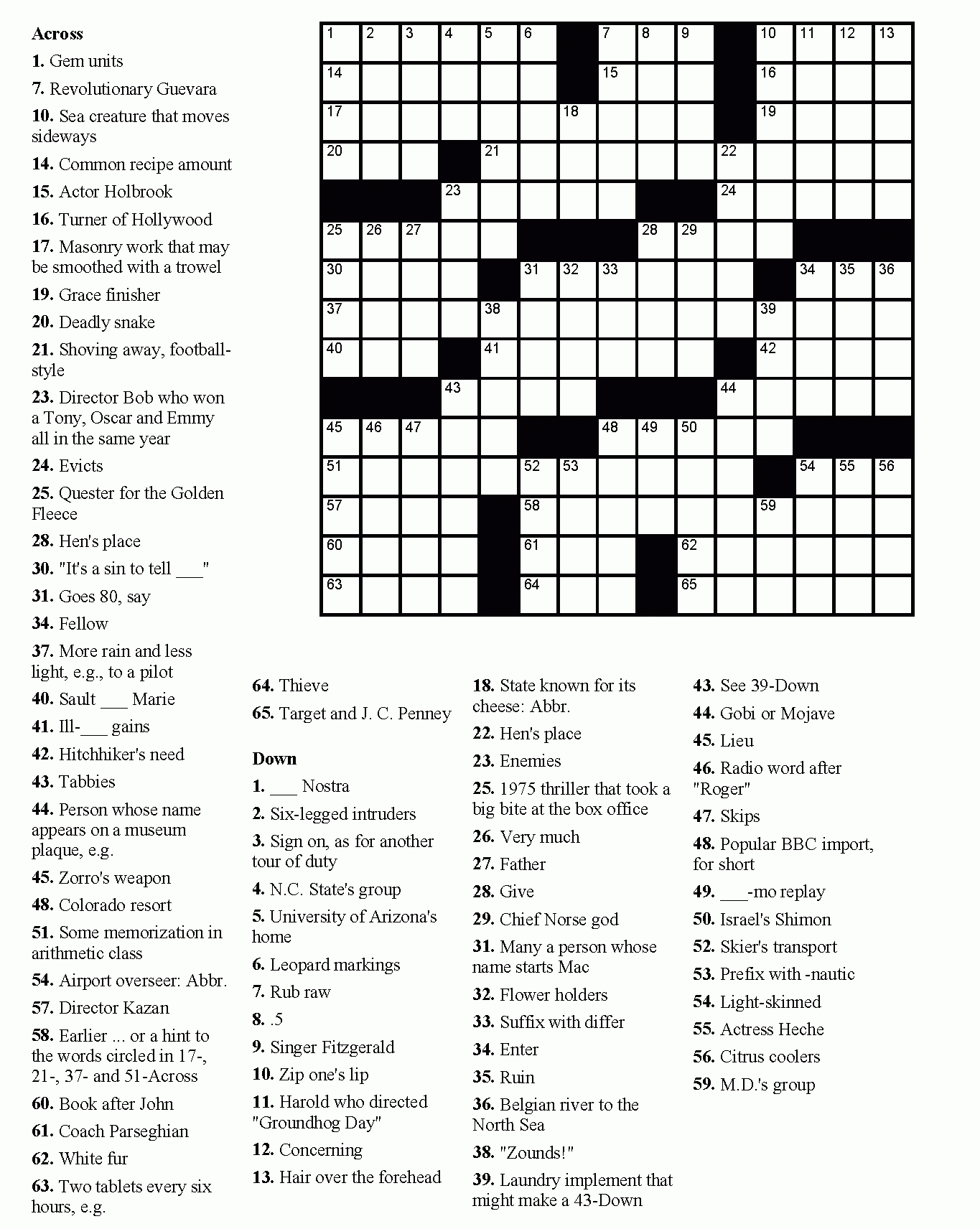 Free Printable Crossword Puzzles Easy For Adults | My Board - Free - Printable Crossword Adults