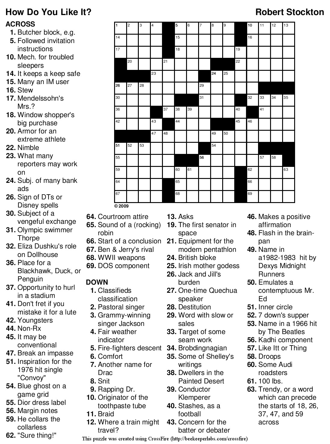 free daily difficult crossword puzzles