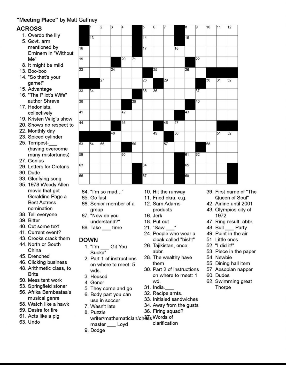 Printable Daily Record Crossword Printable Crossword Puzzles