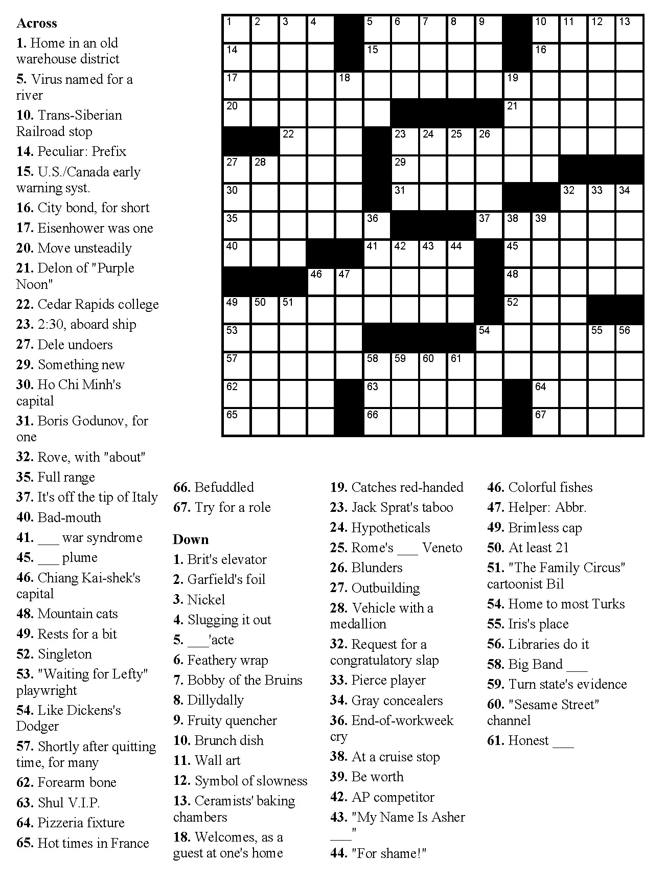 Free Printable Large Print Crossword Puzzles | M3U8 - Printable Easy