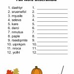 Free Printable   Fall Word Unscramble | Games For Senior Adults   Printable Unscramble Puzzles