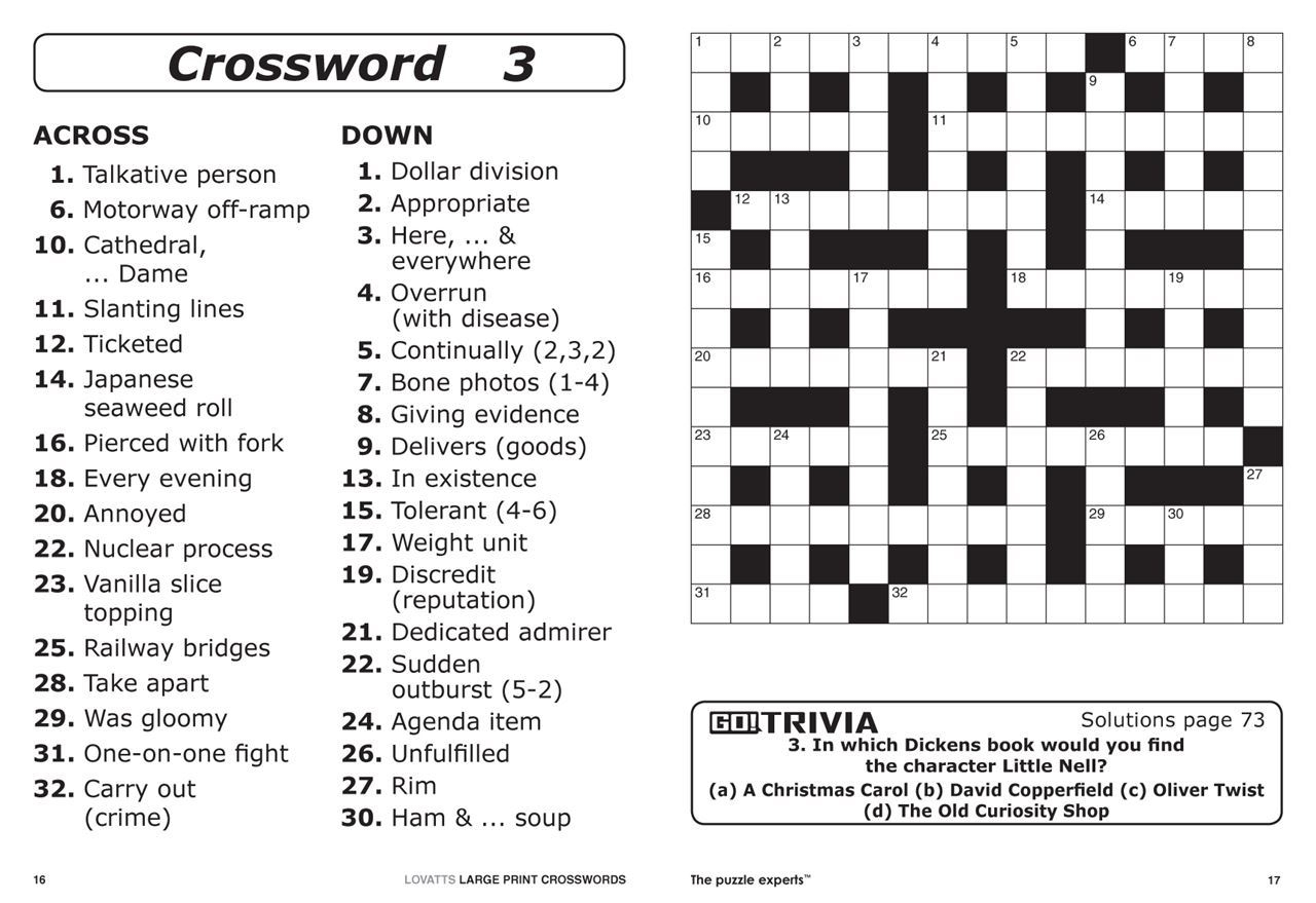 Free Printable Large Print Crossword Puzzles 0002253 Lovatts Large - Printable Crossword Nz