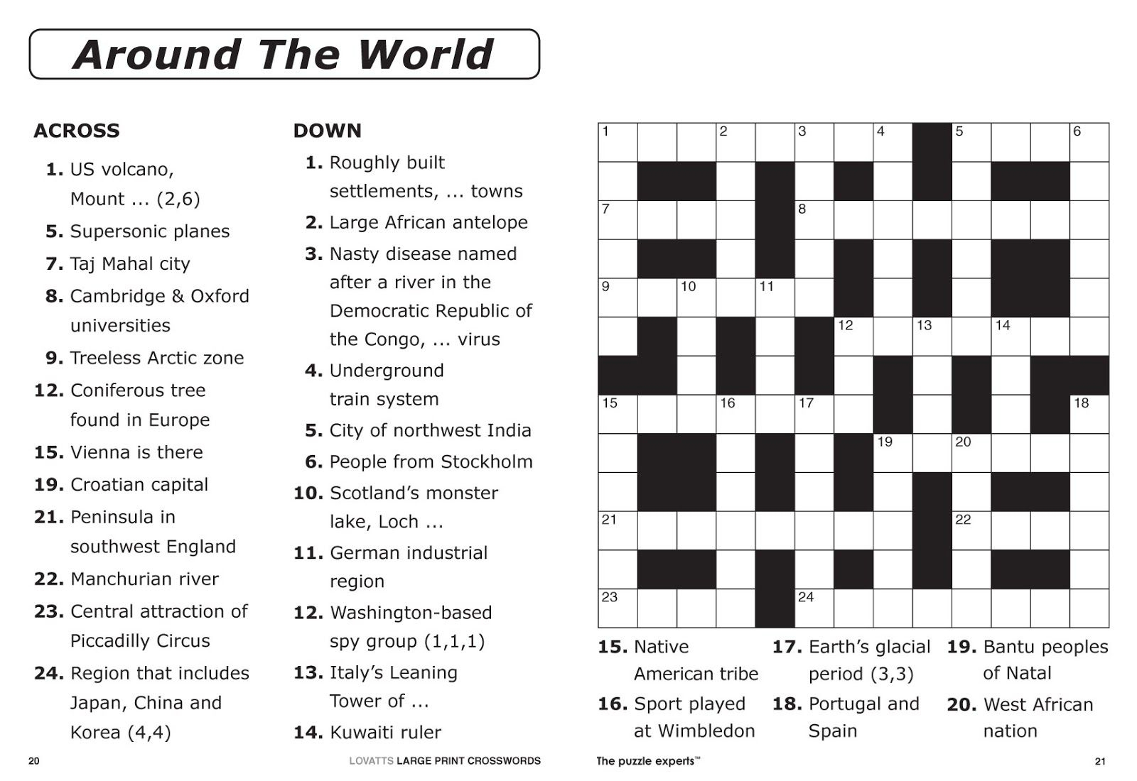 Free Printable Large Print Crossword Puzzles | M3U8 - Printable Crosswords For Young Adults