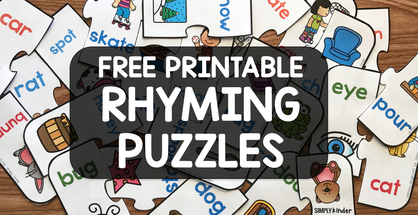 Free Printable Rhyming Puzzles - Simply Kinder - Printable Rhyming Puzzles