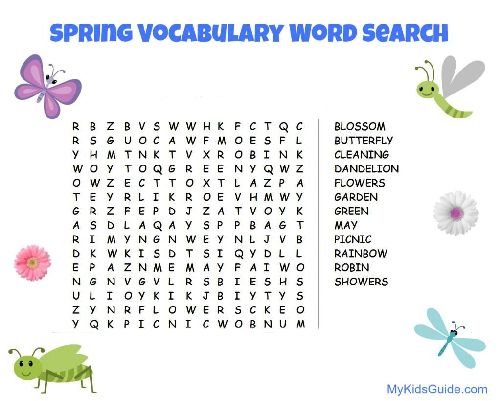 Free Printable: Spring Vocabulary Word Search For Kids | Printable - Printable Spring Puzzles