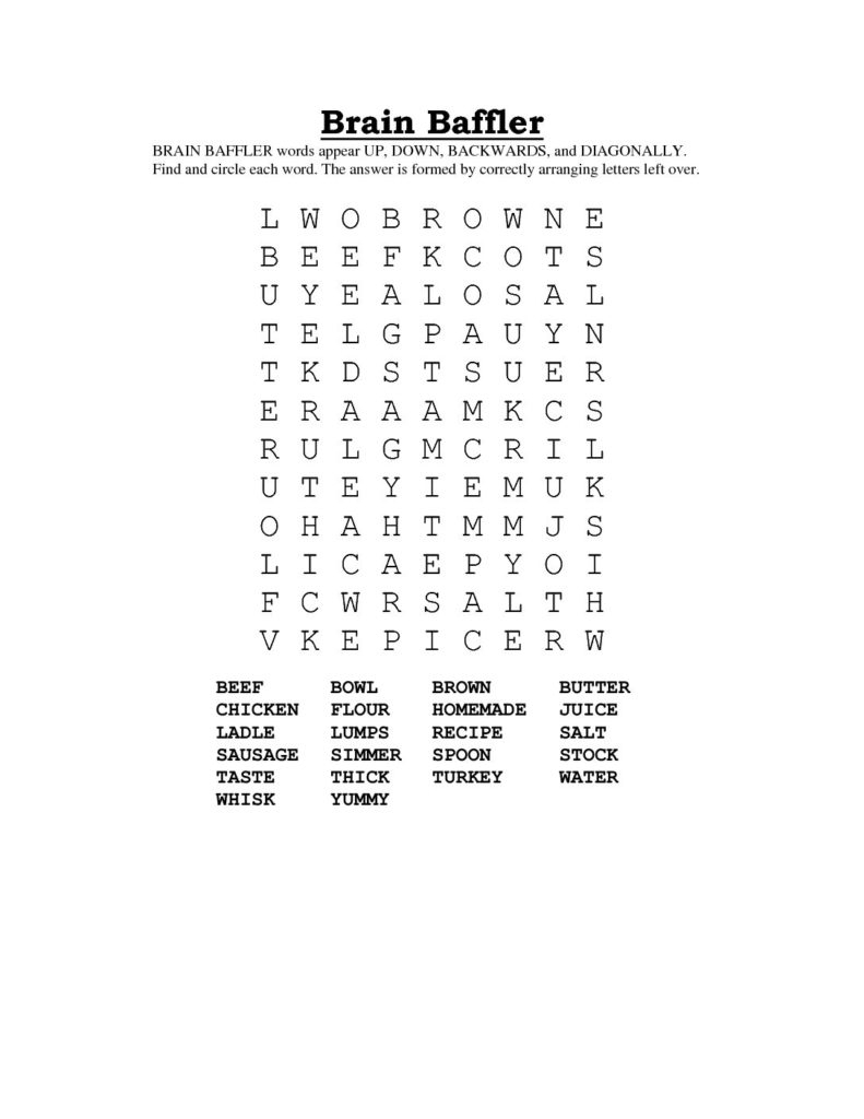 Free Printable Word Search Puzzle #10 - Food - National Puzzle Day - Printable Food Puzzle