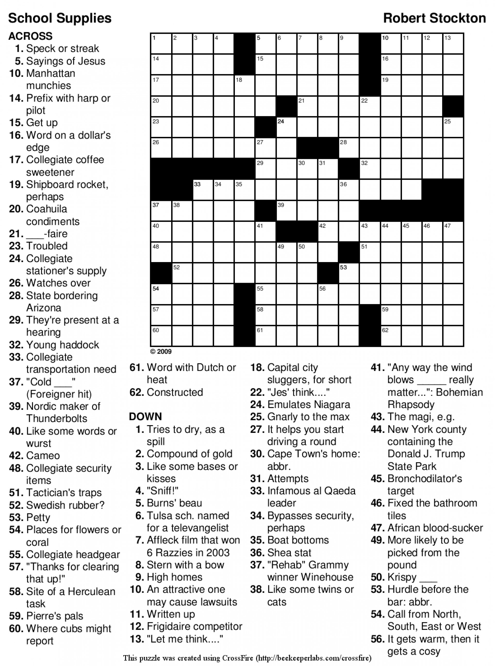 Easy Printable Crossword Puzzles Educating The Doolittle Free 