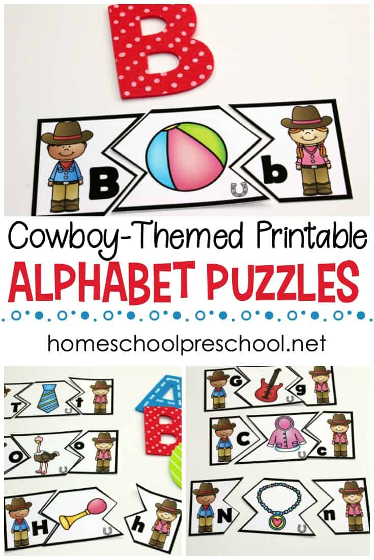 Free Wild West Themed Alphabet Puzzle Printables - Printable Matching Puzzle