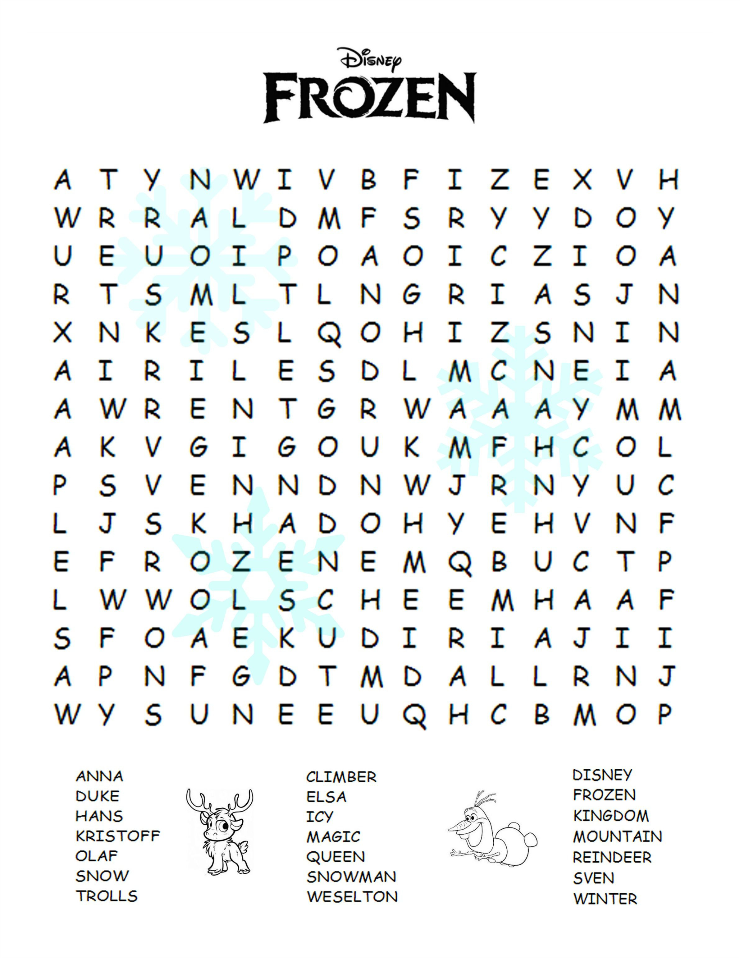 Frozen Movie Review Plus Fun Printable Activities For The Kids - Printable Word Puzzles For 6 Year Olds