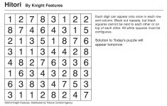 Games And Puzzles | Tribune Content Agency - Printable Hitori Puzzles