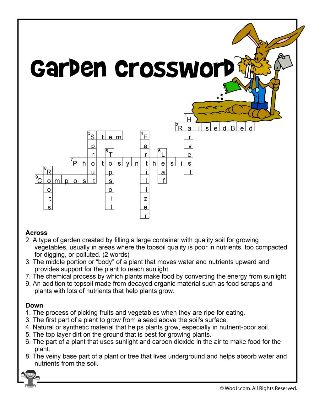 Garden Curriculum Crossword Answers | Woo! Jr. Kids Activities - Printable Gardening Crossword Puzzle