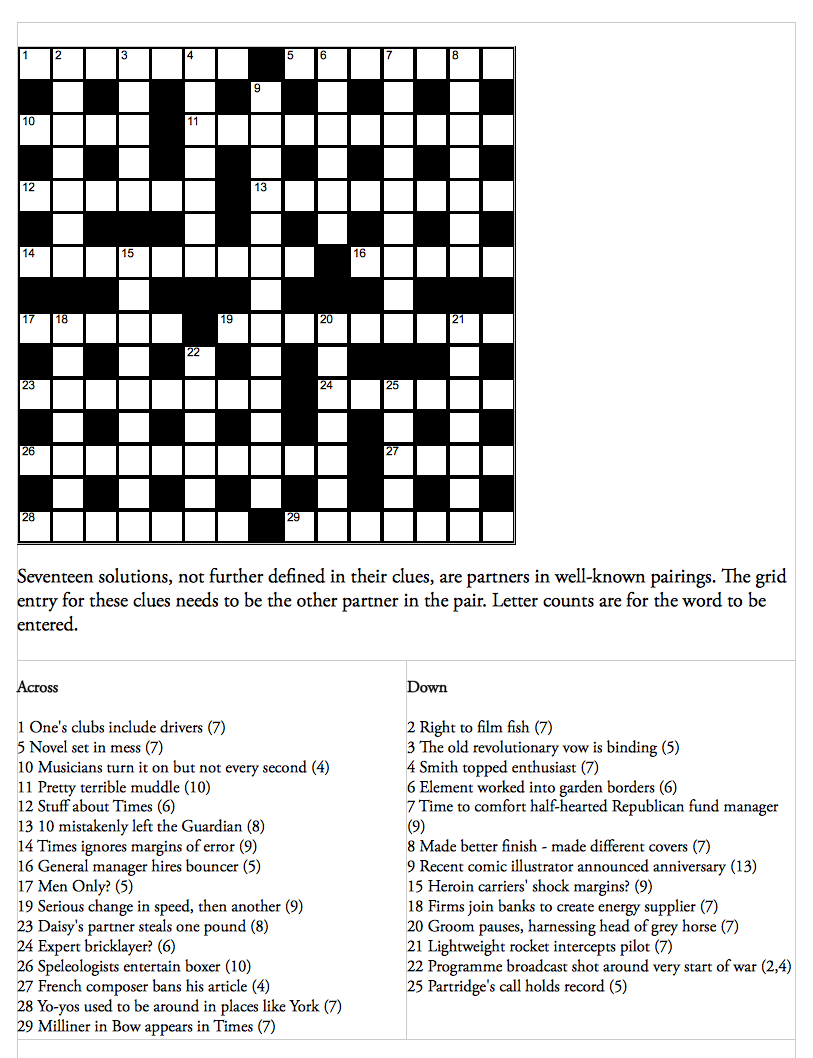Genius Crossword No 142 | Crosswords | The Guardian - Printable Crossword Guardian