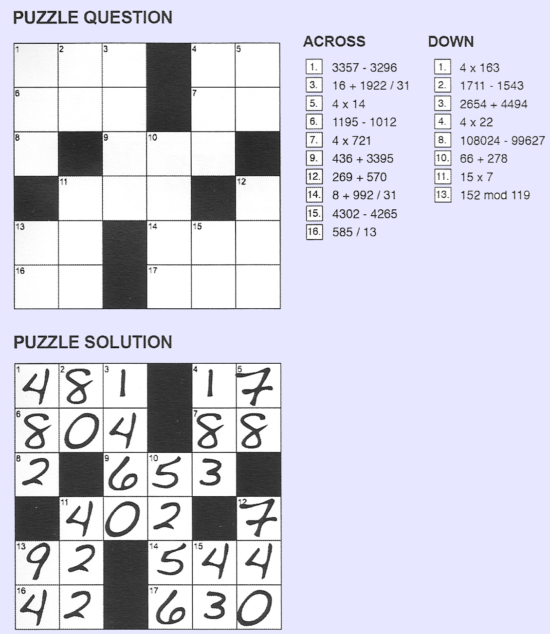 Giulio Zambon - Printable Cross Number Puzzle