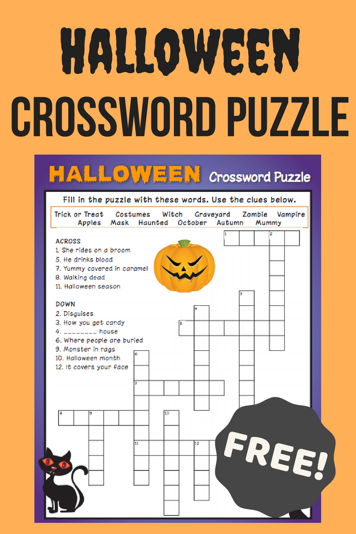 Halloween Crossword Puzzle #3 | Fall Fun | Halloween Crossword - Printable Crossword Puzzles #3