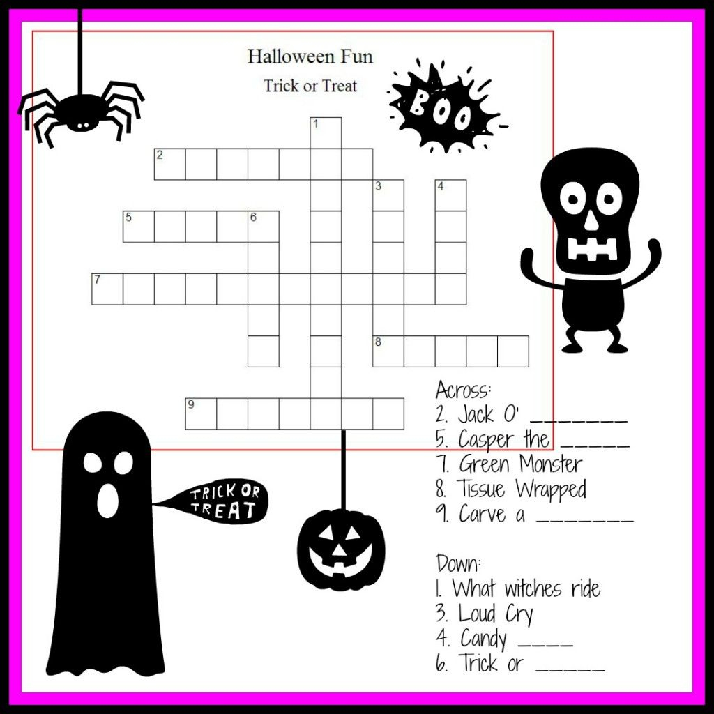 Halloween Crossword &amp;amp; Puzzles For Kids | ~All Hallows Eve - Printable Crossword Puzzles Halloween