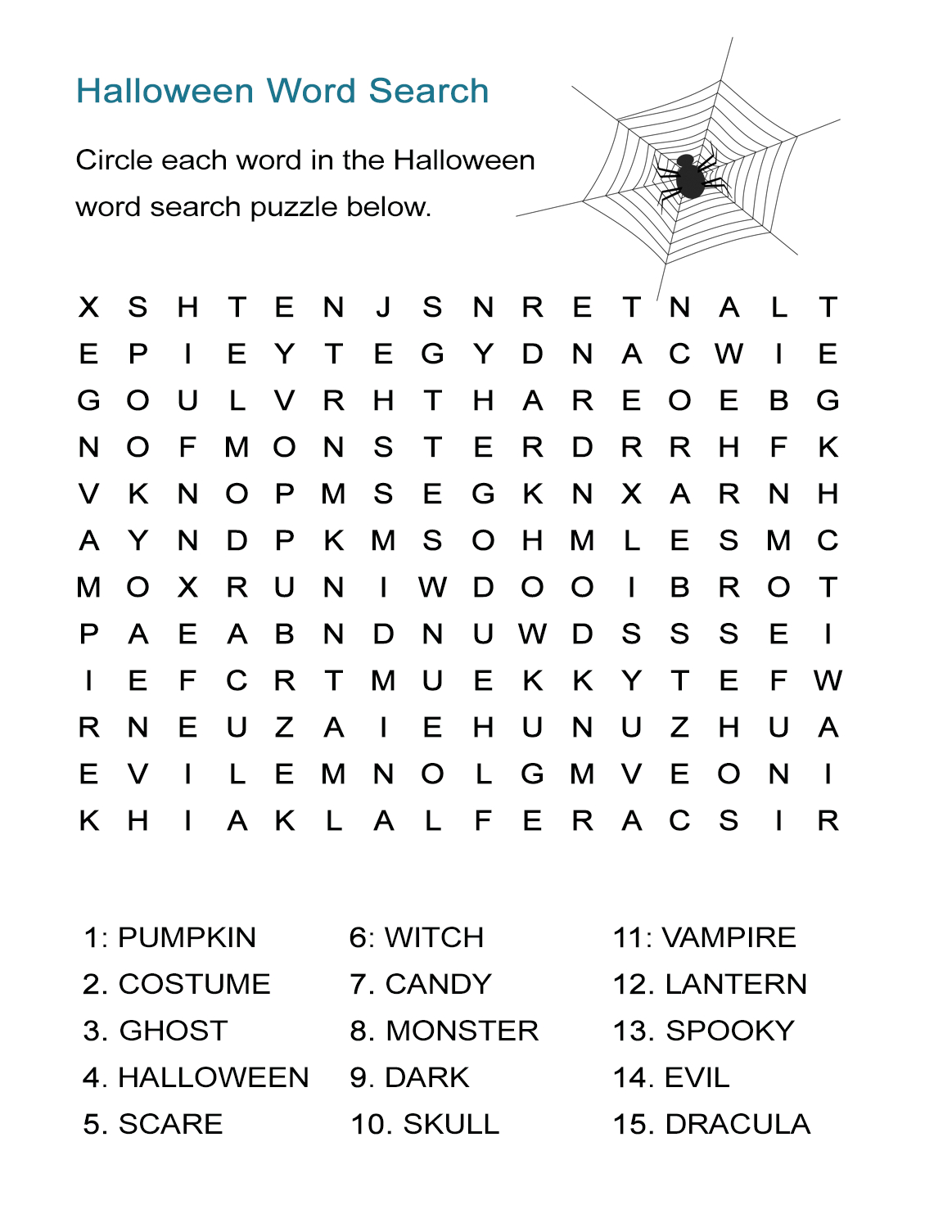 Halloween Word Search Puzzle: Find The Halloween Vocabulary In This - Printable English Puzzle