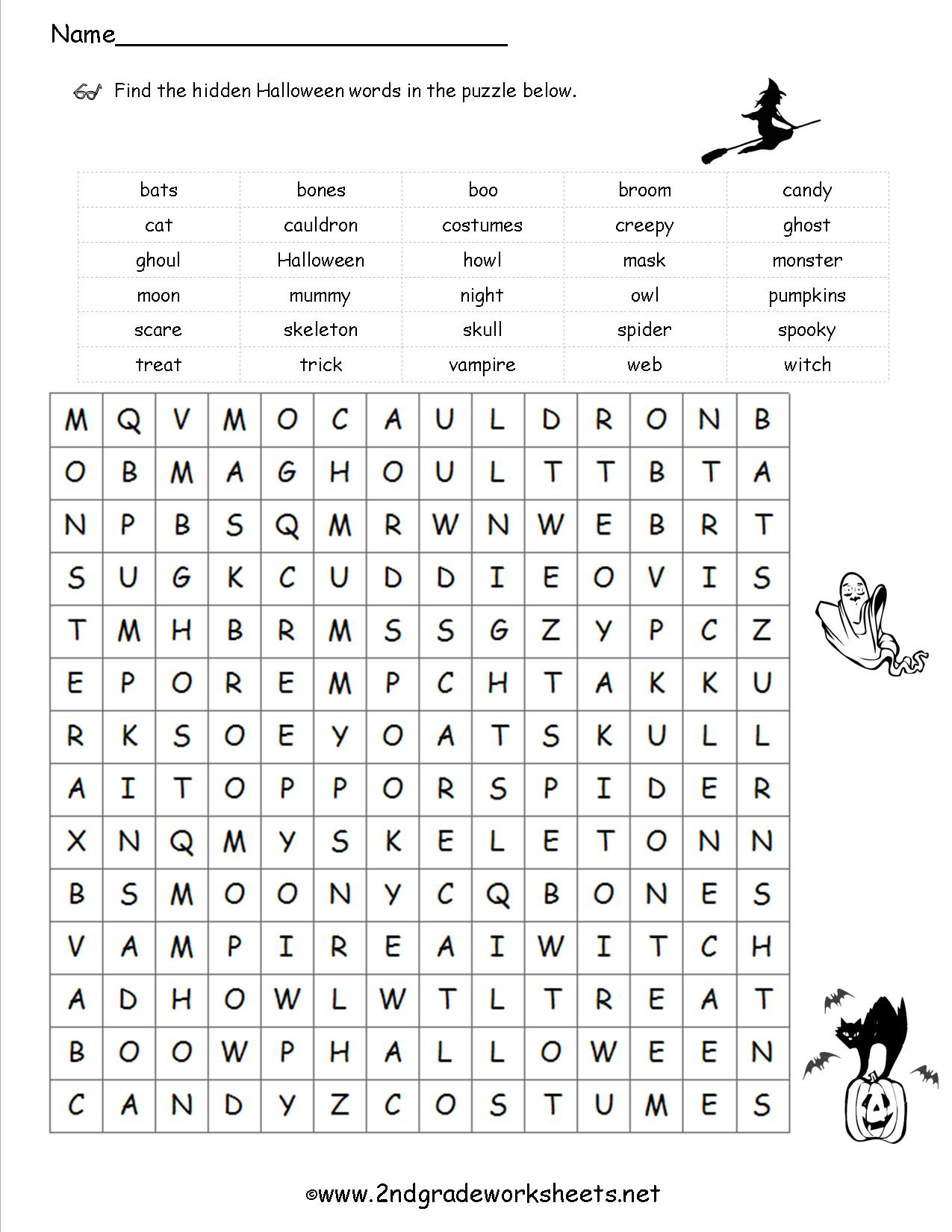 Halloween Worksheets And Printouts - Printable Halloween Puzzles For Middle School