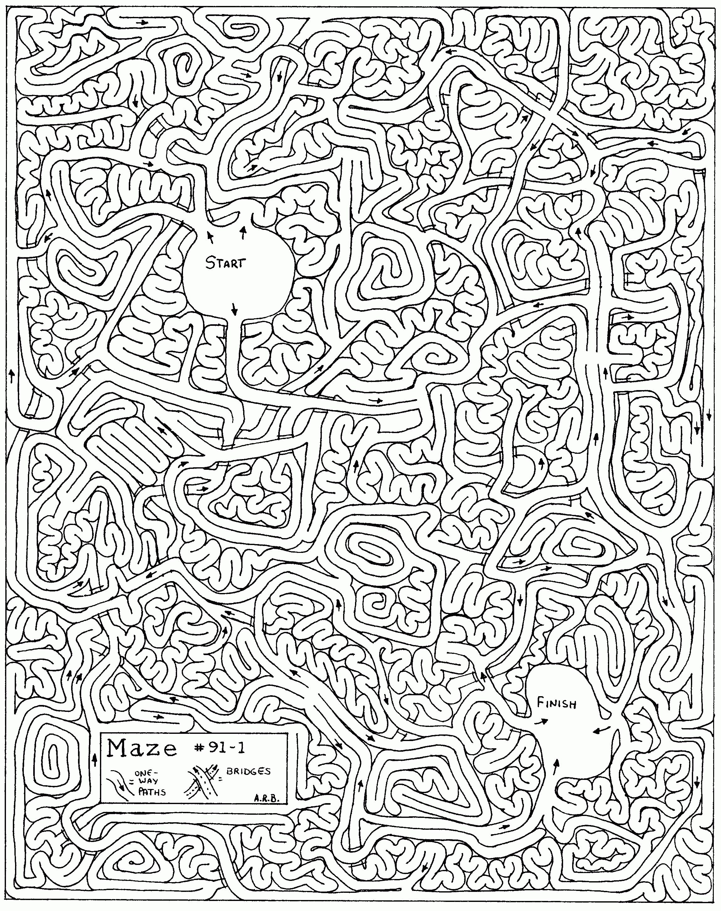 Hard Mazes - Best Coloring Pages For Kids - Printable Puzzles Difficult